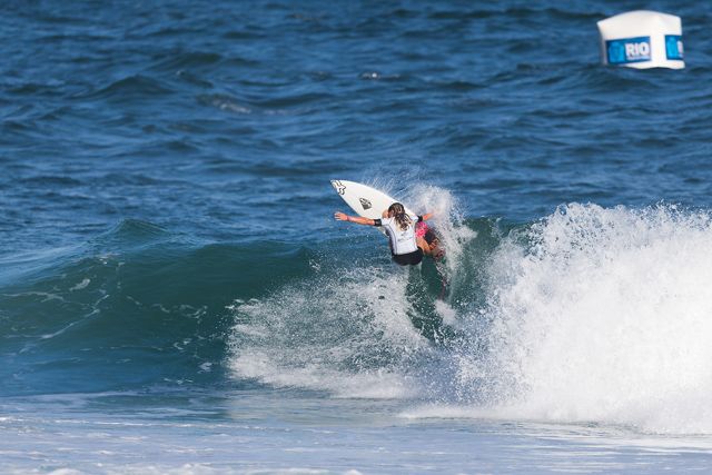 BARRA DA TIJUCA, Rio de Janeiro/Brazil (Tuesday, May 12, 2015) – Keely Andre of Sunshine Coast, Australia (pictured) winning her Round 1 heat at the Oi Rio Pro in Barra De Tijuca, Rio, Brasil. IMAGE CREDIT: © WSL / Smorigo PHOTOGRAPHER: Daniel Smorigo SOCIAL MEDIA TAG: @wsl @danielsmorigo The images attached or accessed by link within this email ("Images") are provided by the Association of Surfing Professionals LLC ("World Surf League"). All Images are royalty-free but for editorial use only. No commercial rights are granted to the Images in any way. The Images are provided on an "as is" basis and no warranty is provided for use of a particular purpose. Rights to individuals within the Images are not provided. The copyright is owned by World Surf League. Sale or license of the Images are prohibited. ALL RIGHTS RESERVED.