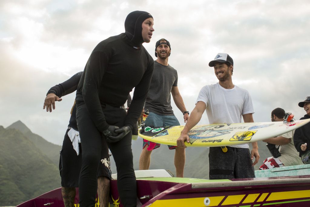 JOB getting ready before being on fire in the barrel ,at Teahupoo, Tahiti, PYF, on 22 July, 2015.