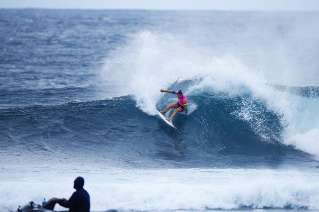 Tyler Wright of Australia (pictured) advancing into the Quarterfinals of the Drug Aware Margaret River Pro on Monday April 11, 2016. PHOTO: © WSL/ Sloane SOCIAL: @edsloanephoto @wsl This image is the copyright of the World Surf League and is provided royalty free for editorial use only, in all media now known or hereafter created. No commercial rights granted. Sale or license of the images is prohibited. This image is a factually accurate rendering of what it depicts and has not been modified or augmented except for standard cropping and toning. ALL RIGHTS RESERVED.